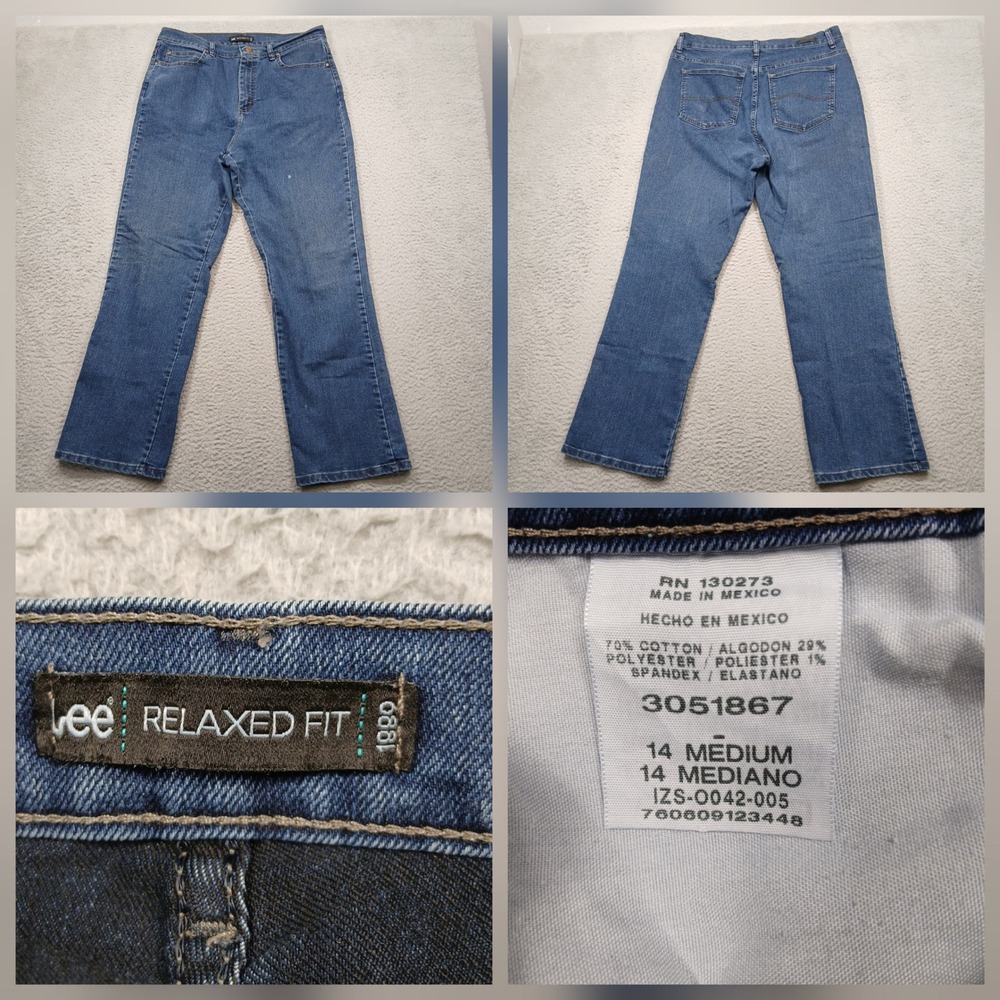 Lee Relaxed Fit Jeans Women 14M Blue Stretch Denim‎ read